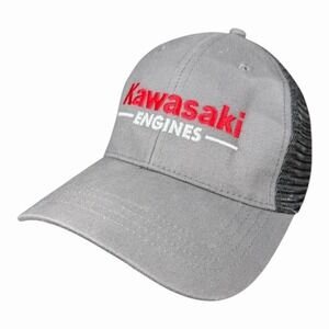 Kawasaki Engines Gray & Black Trucker Hat Cap Embroidered Adjustable